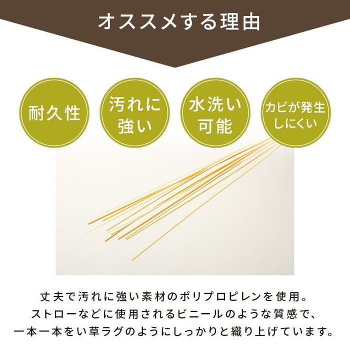 洗える ござ 日本製 国産 カーペット 丈夫 除菌スプレー対応 敷詰 ラグ 敷物 ペット 無地 江戸間3畳 約174×261cm ihk-1090040001002の画像