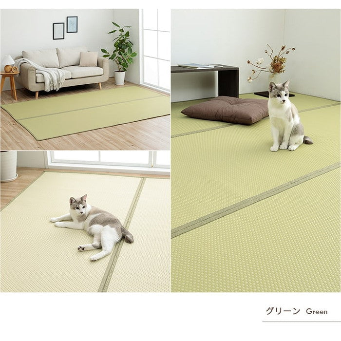 洗える ござ 日本製 国産 カーペット リバーシブル 丈夫 除菌スプレー対応 敷詰 ラグ 敷物 ペット 江戸間2畳 約174×174cm ブラウン グリーン グレー ihk-1090740020902の画像