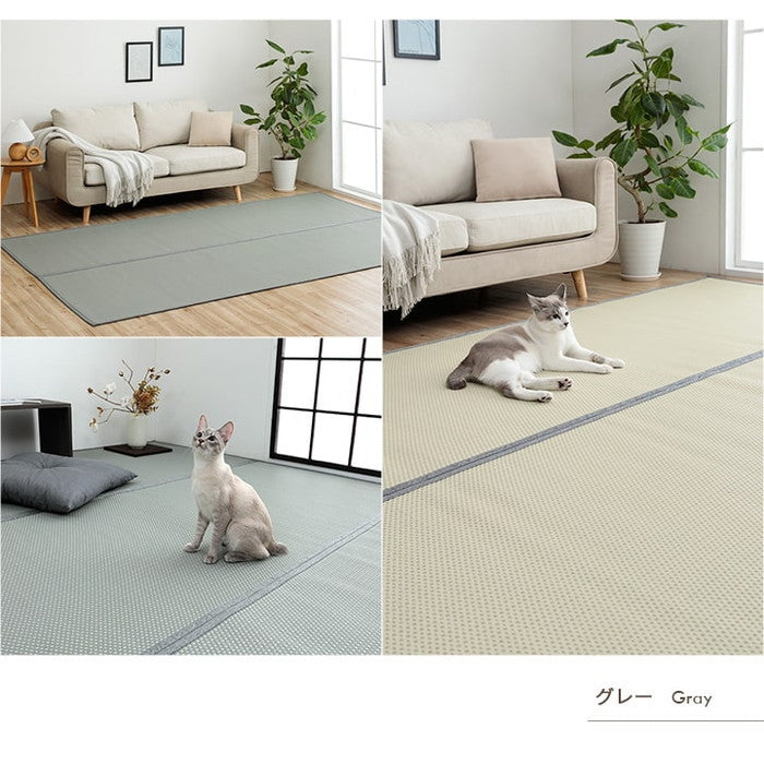 洗える ござ 日本製 国産 カーペット リバーシブル 丈夫 除菌スプレー対応 敷詰 ラグ 敷物 ペット 江戸間2畳 約174×174cm ブラウン グリーン グレー ihk-1090740020902の画像