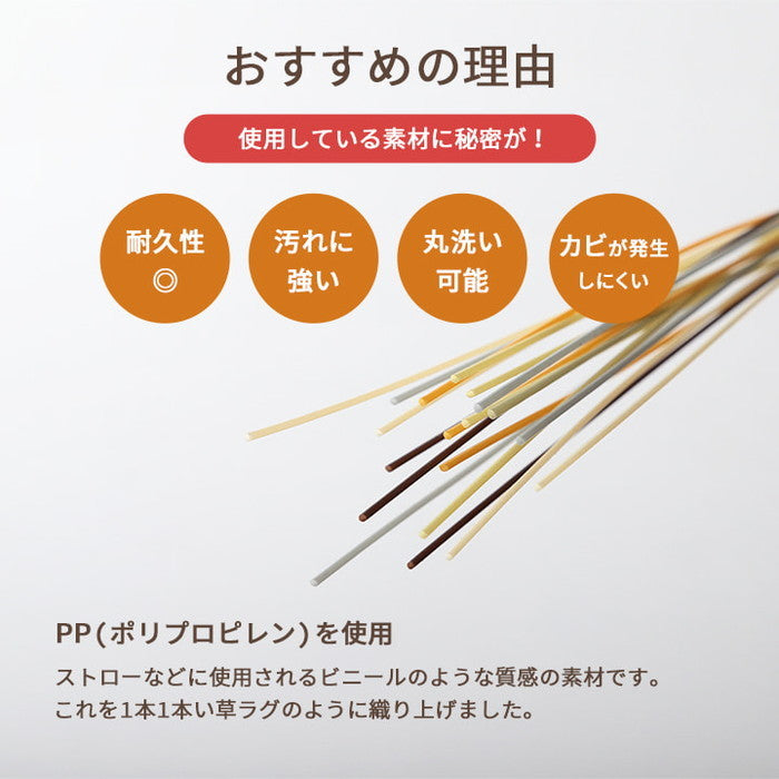 洗える ござ 日本製 国産 カーペット リバーシブル 丈夫 除菌スプレー対応 敷詰 ラグ 敷物 ペット 江戸間2畳 約174×174cm ブラウン グリーン グレー ihk-1090740020902の画像