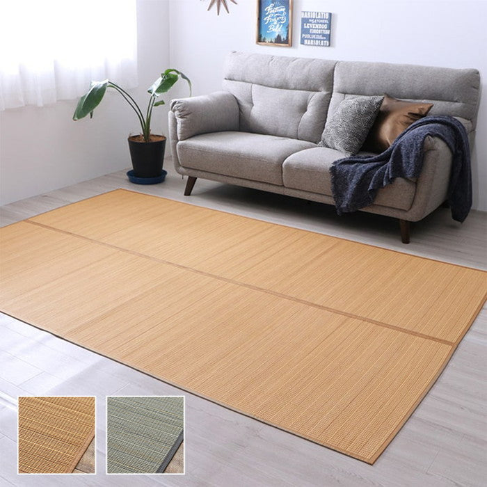 竹 ラグ カーペット 裏地付き 天然素材 丈夫 抗菌防臭 消臭 お手入れ お掃除 簡単 楽 約87×174cm ベージュ グレー ihk-1100210025101の画像