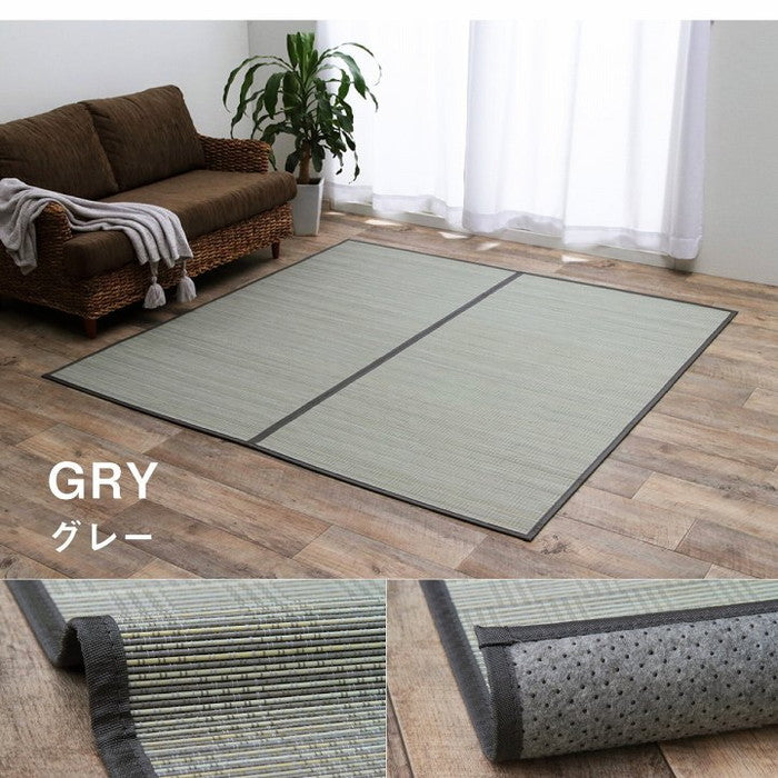竹 ラグ カーペット 裏地付き 天然素材 丈夫 抗菌防臭 消臭 お手入れ お掃除 簡単 楽 約87×174cm ベージュ グレー ihk-1100210025101の画像