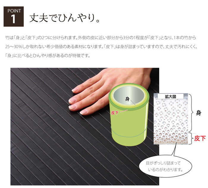 竹 廊下敷 無地 糸なしタイプ ユニバース 80×440cm ブラック ダークブラウン ihk-1100220034301の画像