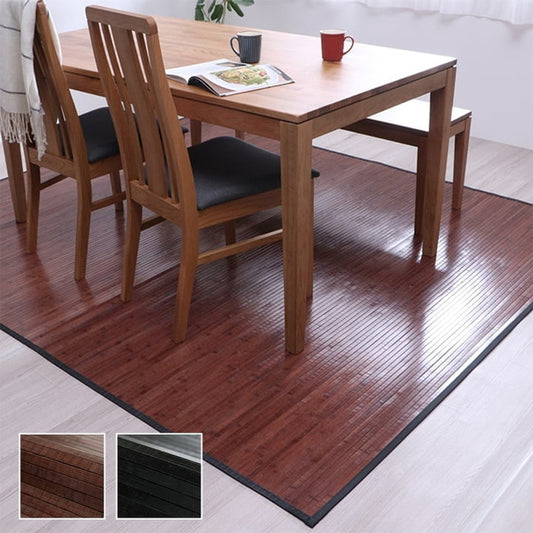 竹 ラグ カーペット 無地 糸なしタイプ 自然素材 丈夫 ひんやり 約200×240cm ブラック ダークブラウン ihk-1100220034601の画像