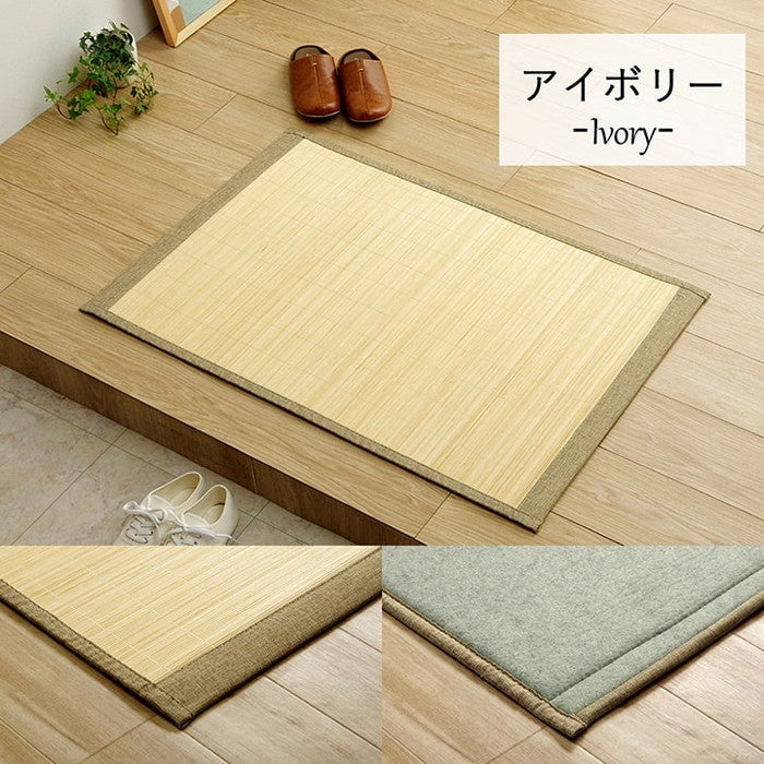 バンブー 竹 マット 裏地付き 天然素材 丈夫 抗菌防臭 消臭 お手入れ お掃除 簡単 冷感 冷たい 夏 ひんやり 約60×90cm ブラウン アイボリー ihk-1100280063101の画像