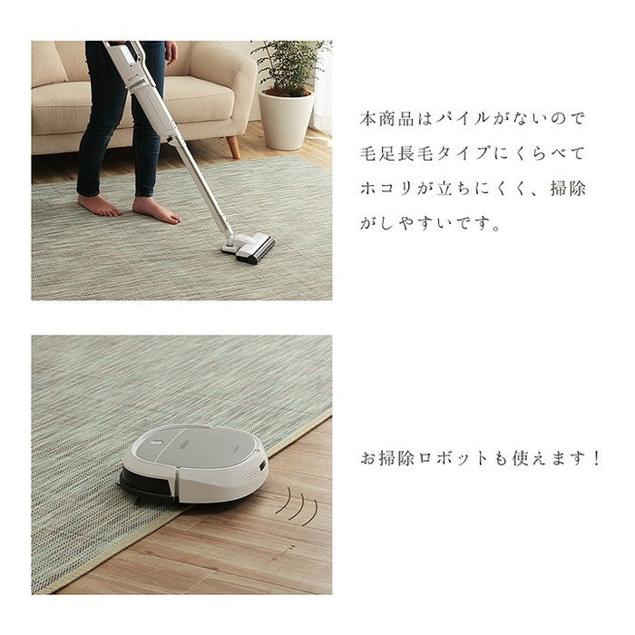 ラグ バンブー 竹 グラデーション 抗菌防臭 消臭 夏 オールシーズン 滑り止めシート付き 約140×200cm アイボリー ihk-1100290144407の画像