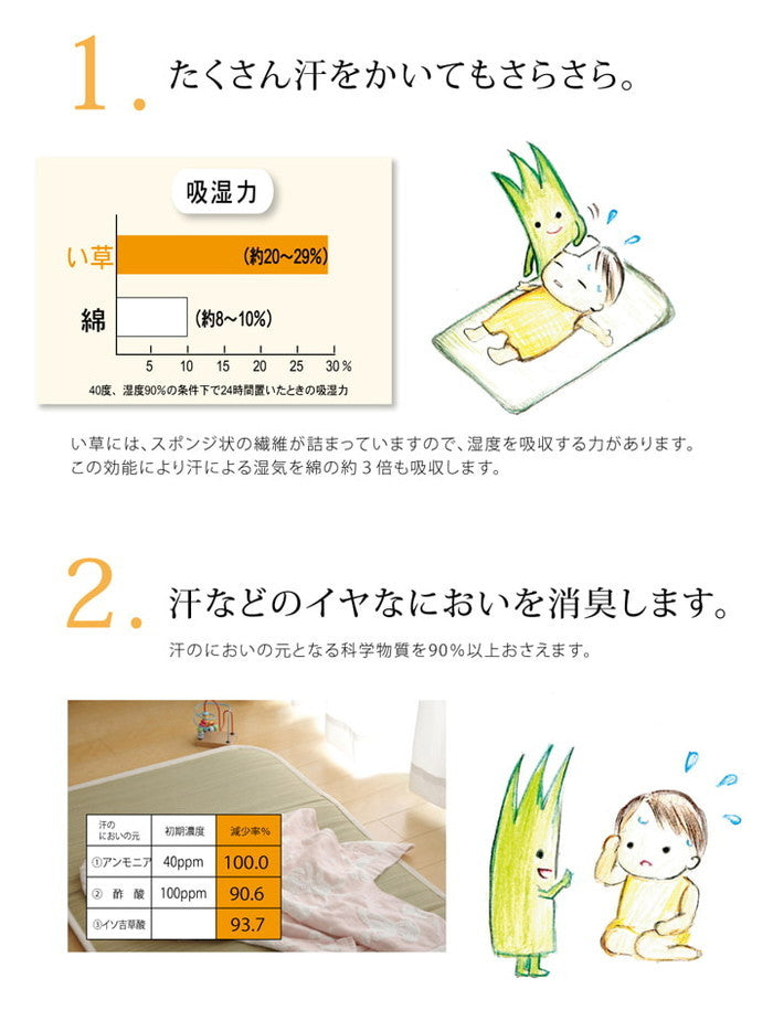 医師との共同開発 い草寝具 アスク ベビーマット 約70×120cm 中:固わた15mm ihk-1120220016901