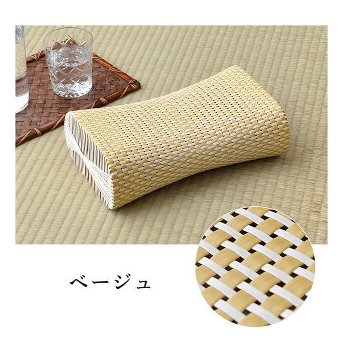 枕 まくら PPまくら PP枕 籐枕風 ピロー 通気性 蒸れない ポリプロピレン 軽い 丈夫 手編み 約30×20cm ベージュ ブルー レッド ihk-1120590021601の画像