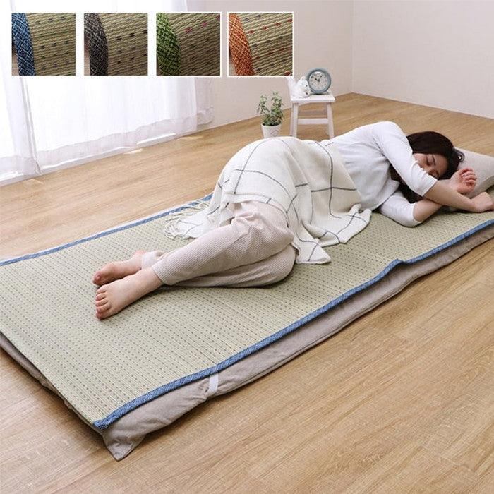 敷きパッド シーツ 消臭 涼しい い草 抗菌防臭 消臭 シンプル 小林製薬コバガード使用 約88×200cm シングル ブルー ブラウン グリーン オレンジ ihk-1120700040726の画像