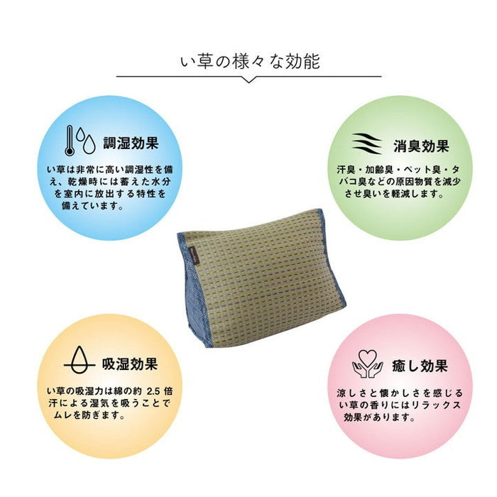 クッション くつろぎ い草 抗菌防臭 シンプル 小林製薬コバガード使用 約40×30×20cm ブルー ブラウン グリーン オレンジ ihk-1120700042201の画像