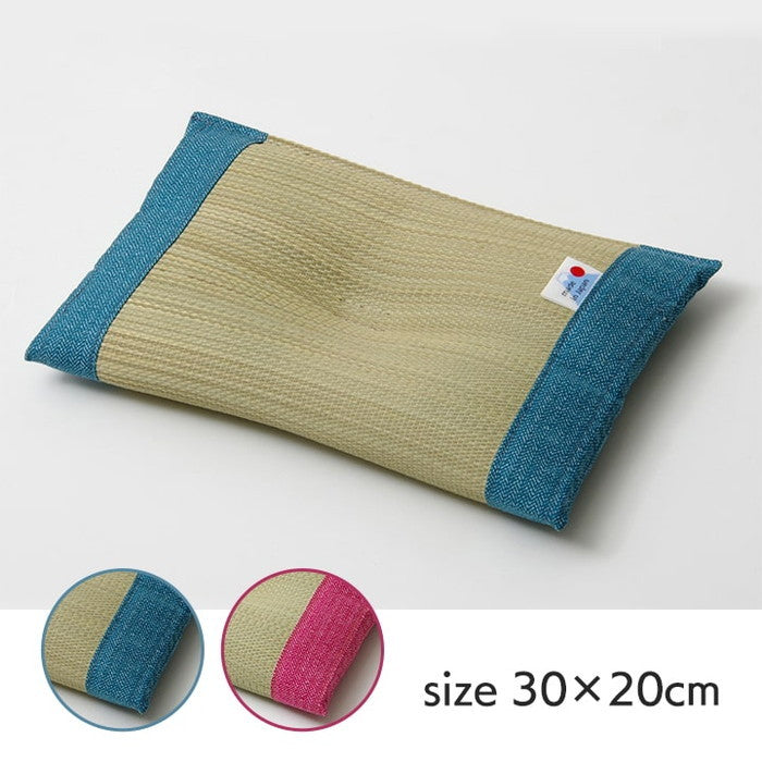 枕 まくら い草枕 消臭 ピロー 国産 無地 ベビー キッズ さわやか 平枕 約30×20cm ブルー ピンク ihk-1120820046401の画像