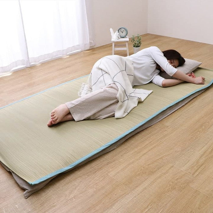 国産 い草 敷きパッド さらさら 涼しい 消臭 四隅バンド付き ダブル 約140×200cm ihk-1121560011201の画像