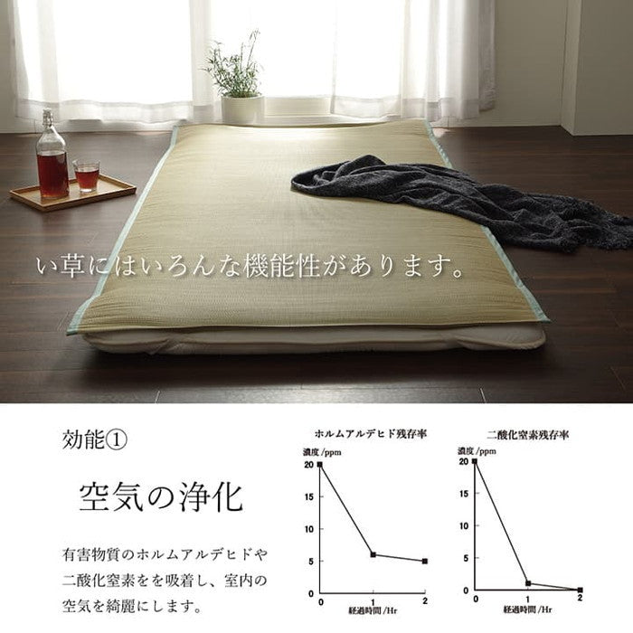 国産 い草 敷きパッド さらさら 涼しい 消臭 四隅バンド付き ダブル 約140×200cm ihk-1121560011201の画像