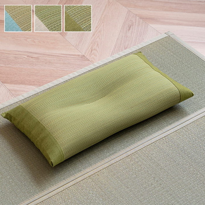 枕 まくら い草 高さが調整できる さらさら 消臭 シンプル 無地 平枕 約50×30cm ブルー グリーン ナチュラル ihk-1121670046301の画像