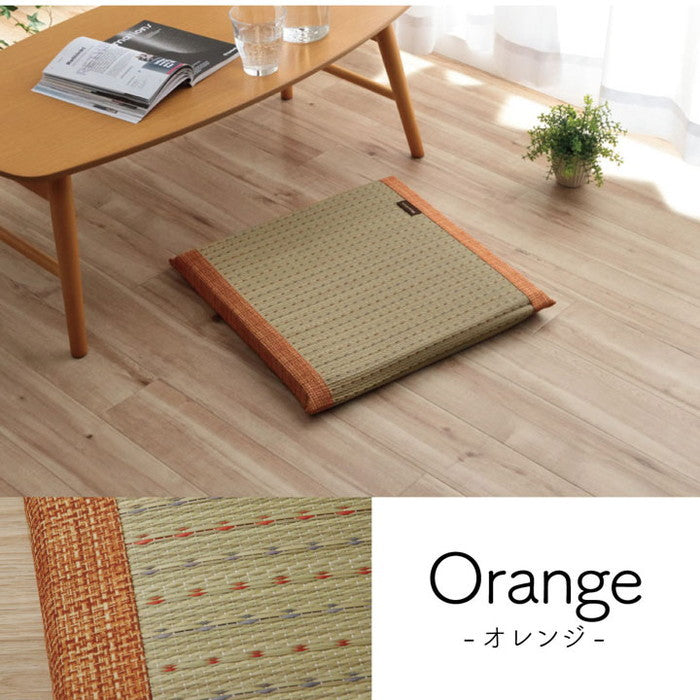 クッション へたりにくい クッション性 い草 抗菌防臭 消臭 シンプル 小林製薬コバガード使用 約43×43cm ブルー ブラウン グリーン オレンジ ihk-1130120040802の画像