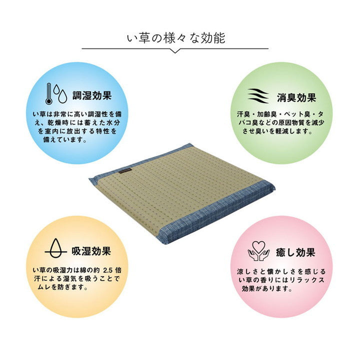 クッション へたりにくい クッション性 い草 抗菌防臭 消臭 シンプル 小林製薬コバガード使用 約43×43cm ブルー ブラウン グリーン オレンジ ihk-1130120040802の画像