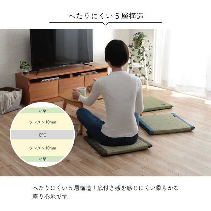 クッション へたりにくい クッション性 い草 抗菌防臭 消臭 シンプル 小林製薬コバガード使用 約43×43cm ブルー ブラウン グリーン オレンジ ihk-1130120040802の画像