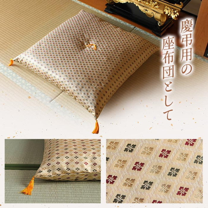 日本製 御前座布団 金襴 盆 法事 仏前 豪華 クッション性 約70×70cm ihk-1131660013102の画像