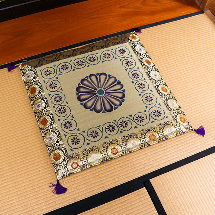 日本製 い草 御前座布団 盆 法事 仏前 捺染 菊柄 約70×70cm ihk-1131830013502の画像