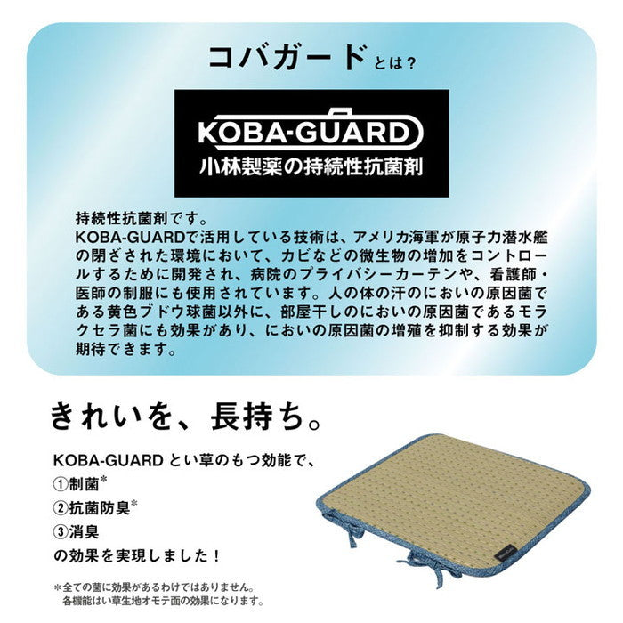 クッション ひも付き い草 抗菌防臭 消臭 シンプル 小林製薬コバガード使用 約40×40cm ブルー ブラウン グリーン オレンジ ihk-1140500040202の画像
