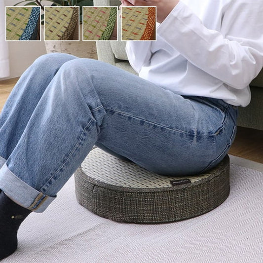 クッション スツール い草 抗菌防臭 消臭 シンプル 小林製薬コバガード使用 約40R×8cm ブルー ブラウン グリーン オレンジ ihk-1140500040702の画像