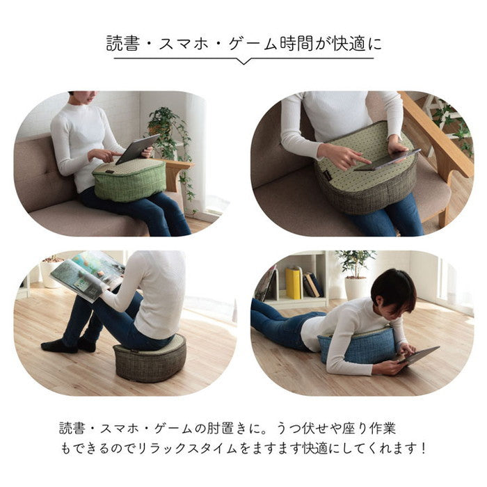 クッション くつろぎ リラックス スマホ い草 抗菌防臭 消臭 シンプル 小林製薬コバガード使用 約30×40×15cm ブルー ブラウン グリーン オレンジ ihk-1140500040802の画像