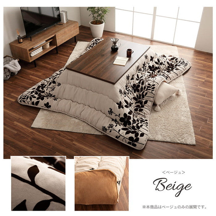 こたつ布団 長方形 モダンリーフ柄 約205×245cm ベージュ ihk-1150880020203の画像