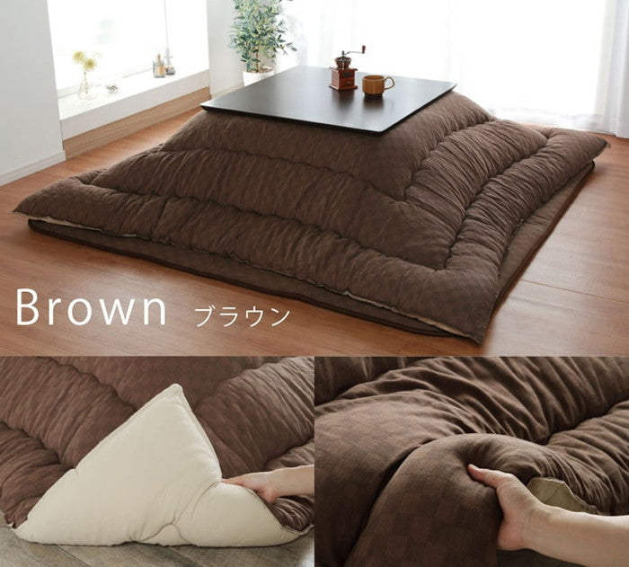 こたつ布団 単品 ふっくら 日本製 格子柄 シンプル 長方形 約205×315cm ベージュ ブラウン グレー ihk-1150940020403の画像