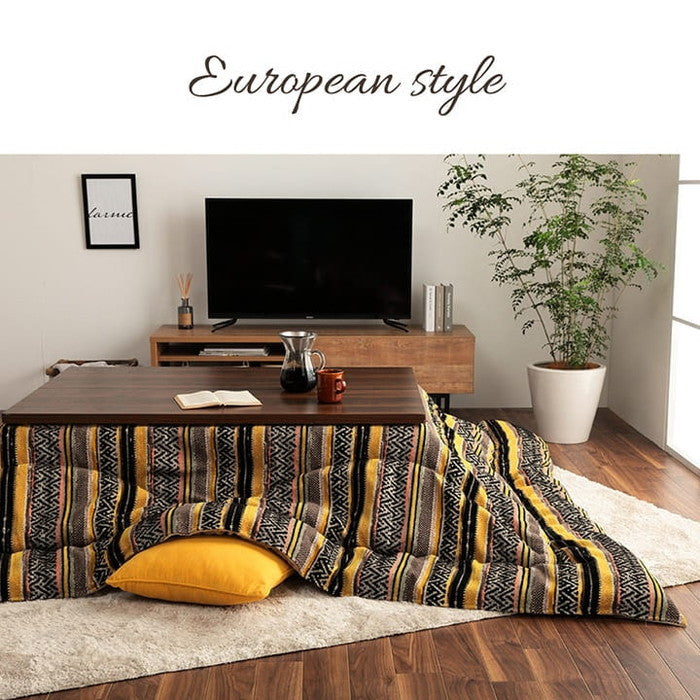 こたつ布団 長方形 日本製 シェニール カラフル エスニック 約200×290cm オレンジ イエロー ihk-1151720203103の画像