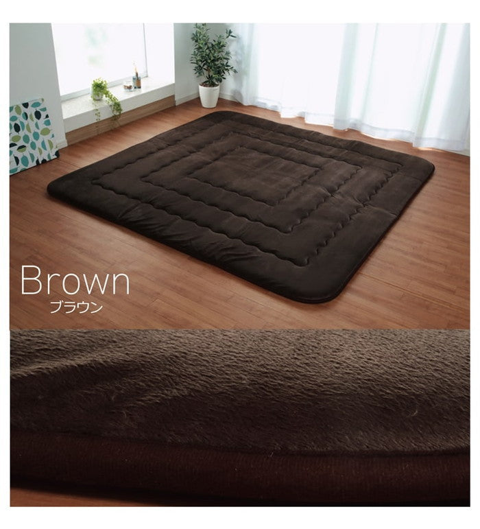 ラグマット ふっくら敷 国産固綿40mm使用 マイクロファイバー生地 フィーラF敷 約190×240cm ベージュ ブラウン ihk-1161700020909の画像
