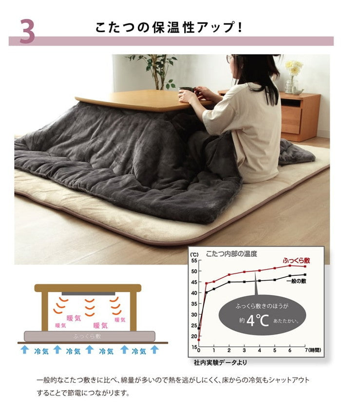 国産固綿40mm使用 マイクロファイバー生地 ふっくら敷 フィーラF敷 約190×290cm ベージュ ブラウン ihk-1161700021109の画像