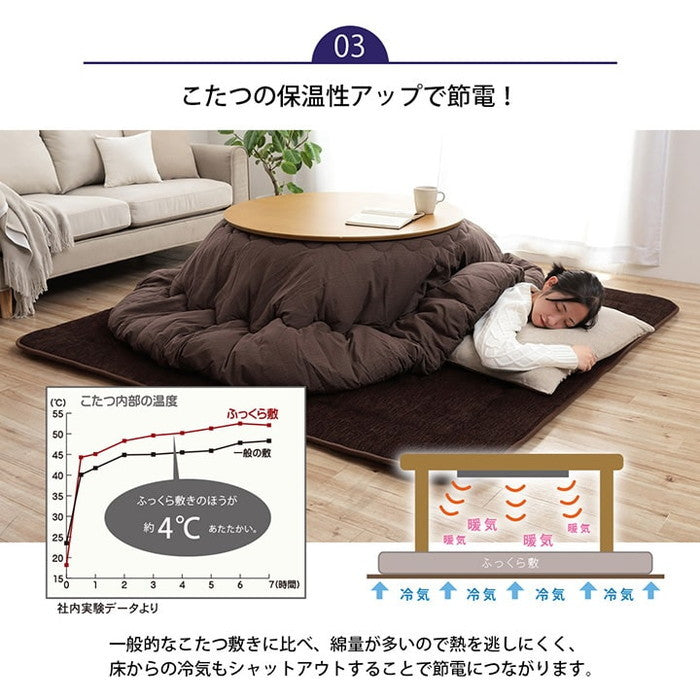 こたつ布団 長方形 小さめ 撥水ラグ ふっくらタイプ 約130×190cm ベージュ ブラウン グリーン グレー ネイビー ihk-1161730026009の画像