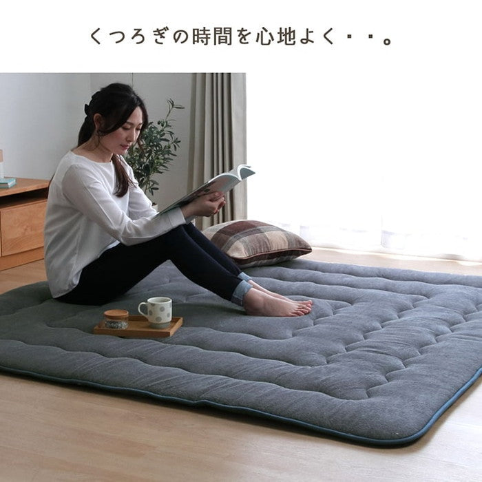 ラグ こたつ敷き布団 長方形 さらさらパイル仕様6層タイプ 約190×240cm ベージュ ネイビー ihk-1161751020909の画像