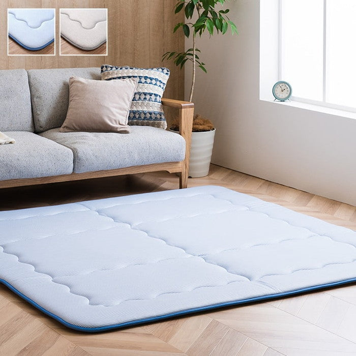 冷感 接触冷感 ひんやり カーペット ラグ 厚手 ボリューム 長方形 約 3畳 190×240cm ブルー グレー ihk-1161760040913の画像