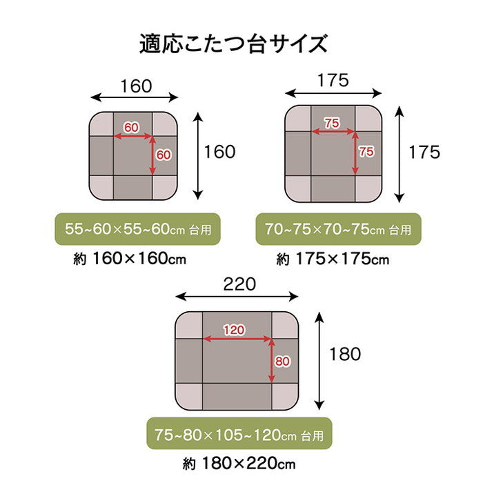 こたつ布団 おしゃれ 省スペース 正方形 ノルディック柄 電気代節 約 ふわふわ なめらか 約 160×160cm ブラウン アイボリー ihk-1170280061021の画像