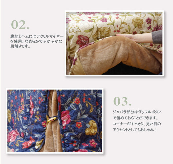 こたつ薄掛け布団 国内プリント 省スペース 単品 ナターシャNSK増量 約190×230cm 中綿増量タイプ ネイビー ihk-1170400191921の画像