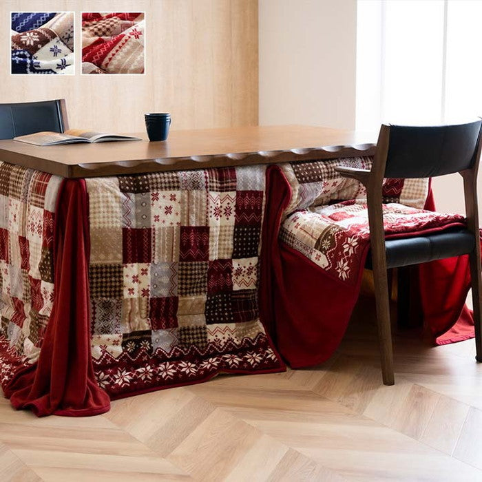 こたつ布団 長方形 省スぺース ノルディック 約190×250cm ネイビー レッド ihk-1171400194621の画像