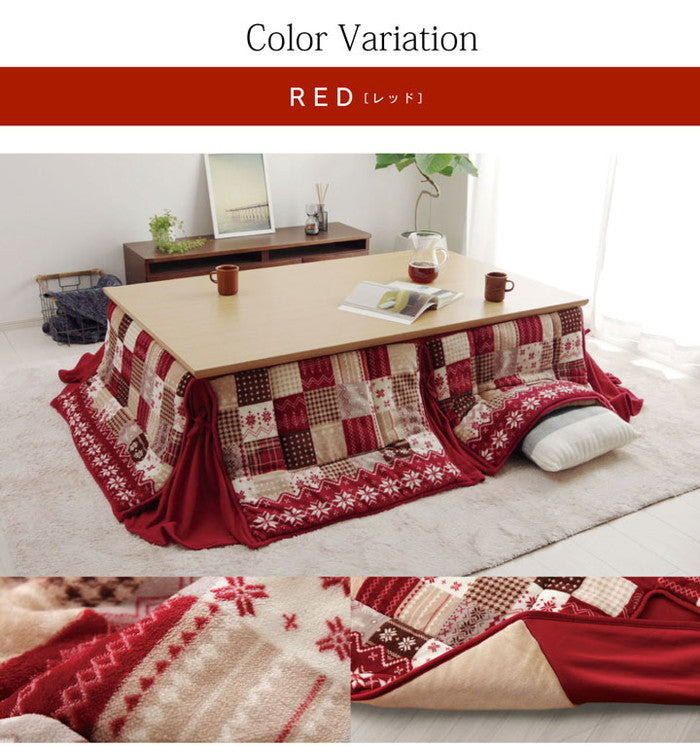こたつ布団 長方形 大判 省スぺース ノルディック 約190×280cm ネイビー レッド ihk-1171400194721の画像