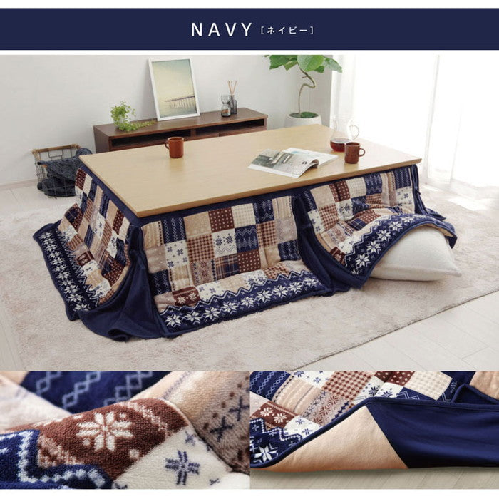 こたつ布団 長方形 大判 省スぺース ノルディック 約190×280cm ネイビー レッド ihk-1171400194721の画像