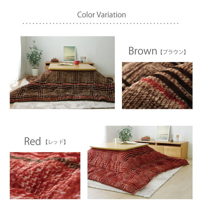 こたつ布団 正方形 洗える シンプル チェック柄 約190×190cm ブラウン レッド ihk-1171560060111の画像