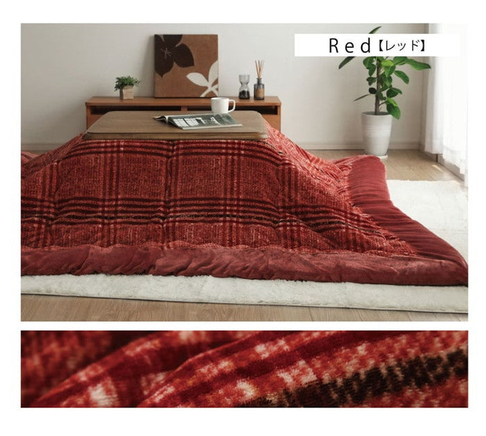 こたつ布団 長方形 ソファー 洗える シンプル チェック柄 約240×280cm ブラウン レッド ihk-1171560060811の画像