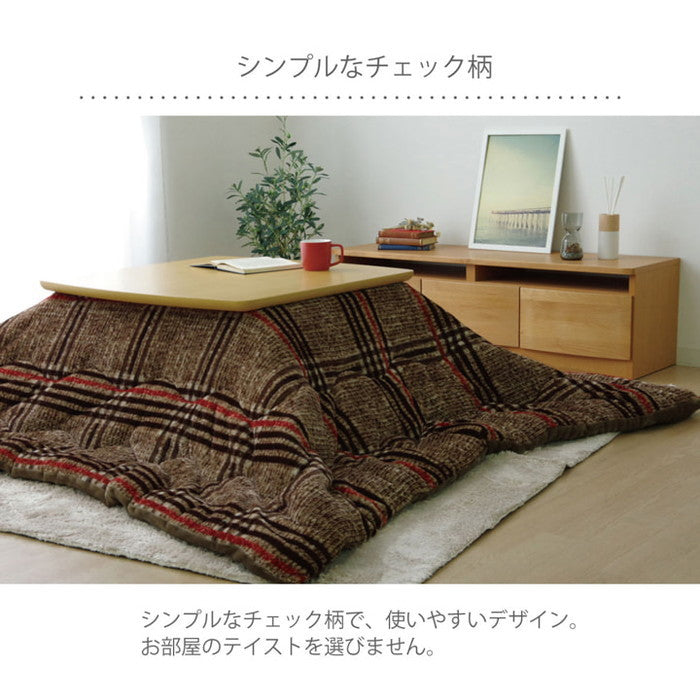 こたつ布団 正方形 洗える シンプル チェック柄 約170×170cm ブラウン レッド ihk-1171560061311の画像