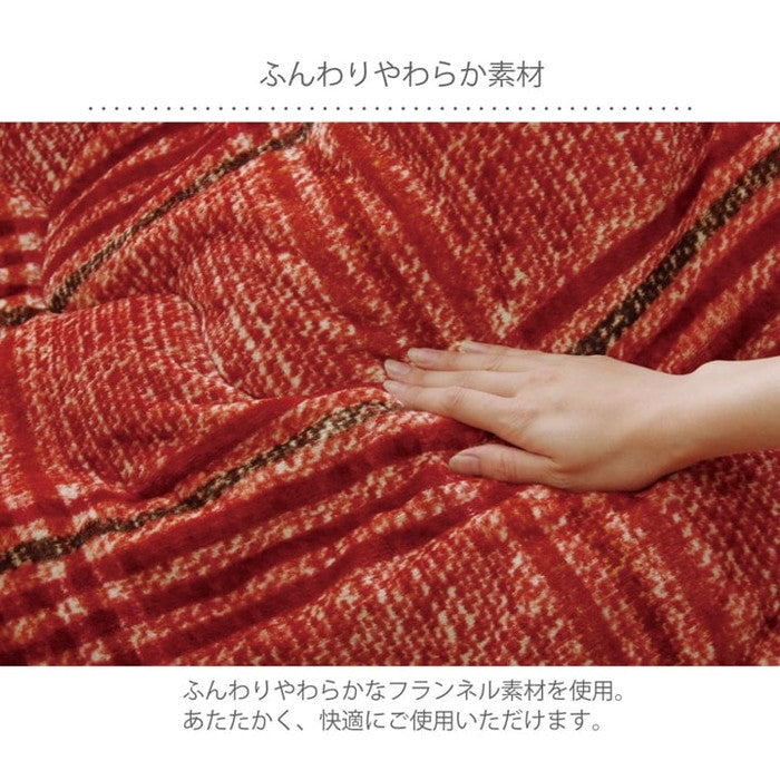 こたつ布団 円形 洗える シンプル チェック柄 約200cm ブラウン レッド ihk-1171560066311の画像
