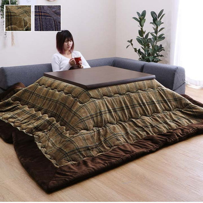 こたつ布団 大判 長方形 単品 カジュアル チェック柄 撥水 約240×280cm ブラウン ネイビー ihk-1171700060811の画像
