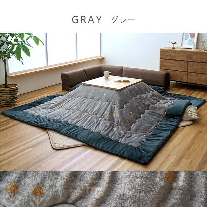 こたつ布団 単品 ローソファー用 大きめ ギャベ柄 撥水 正方形 約240×240cm グレー オレンジ ihk-1172450130799の画像