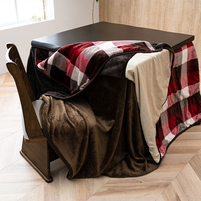 こたつ布団用 中掛け毛布 洗える ハイタイプ フランネル 約90×135×65cm ブラウン ihk-1181480063540の画像
