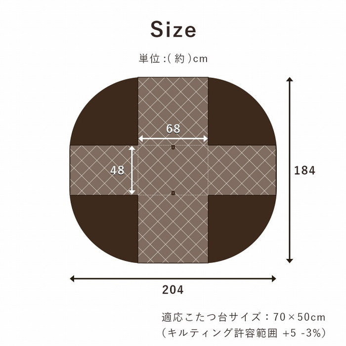 こたつ布団 省スペース パーソナル チェック柄 単品 約184×204cm ブラウン グレー ihk-1181581064130