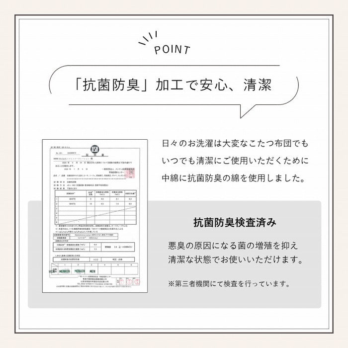 こたつ布団 正方形 無地調 約190×190cm ミルキーベージュ ダスティピンク ピスタチオグリーン パールグレー スノーホワイト ihk-1181670020111