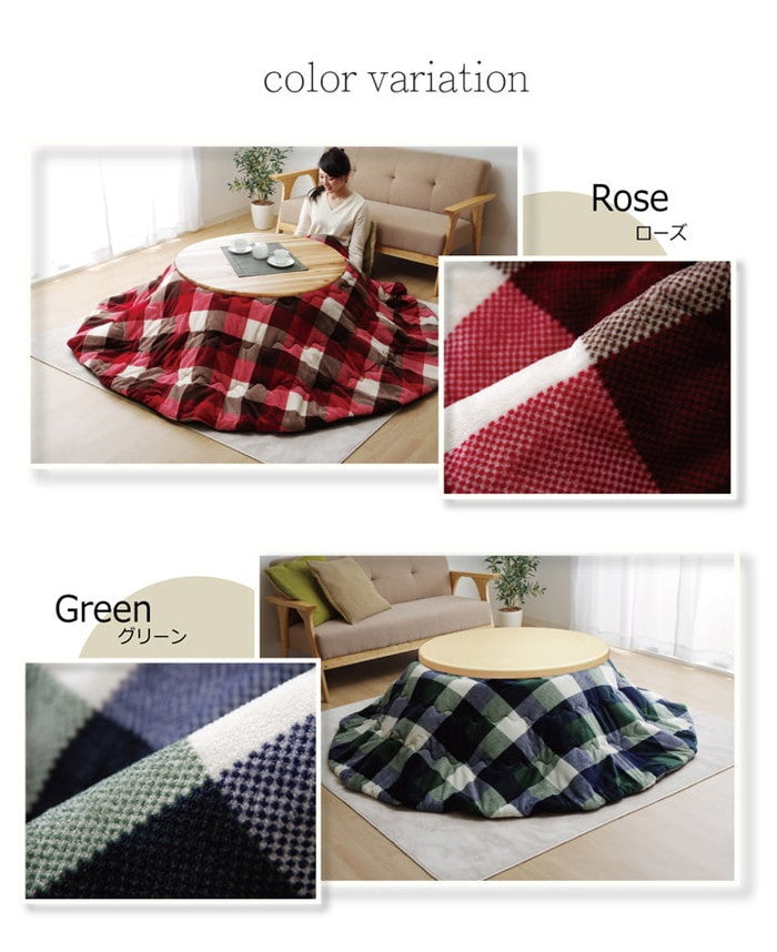 洗える こたつ布団 正方形単品 薄掛けタイプ ジャーナル 約200cm丸 グリーン ローズ ihk-1181750126311の画像