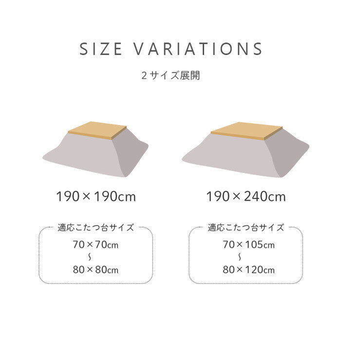 こたつ布団 単品 シンプル くすみカラー 無地 正方形 約190×190cm ピンク イエロー ihk-1182050220111